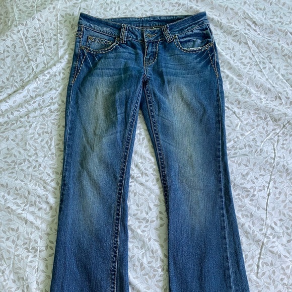 Y2k Vintage Fox Jeans, low rise, blue flare jeans - Size 8/ Medium - Picture 3 of 4